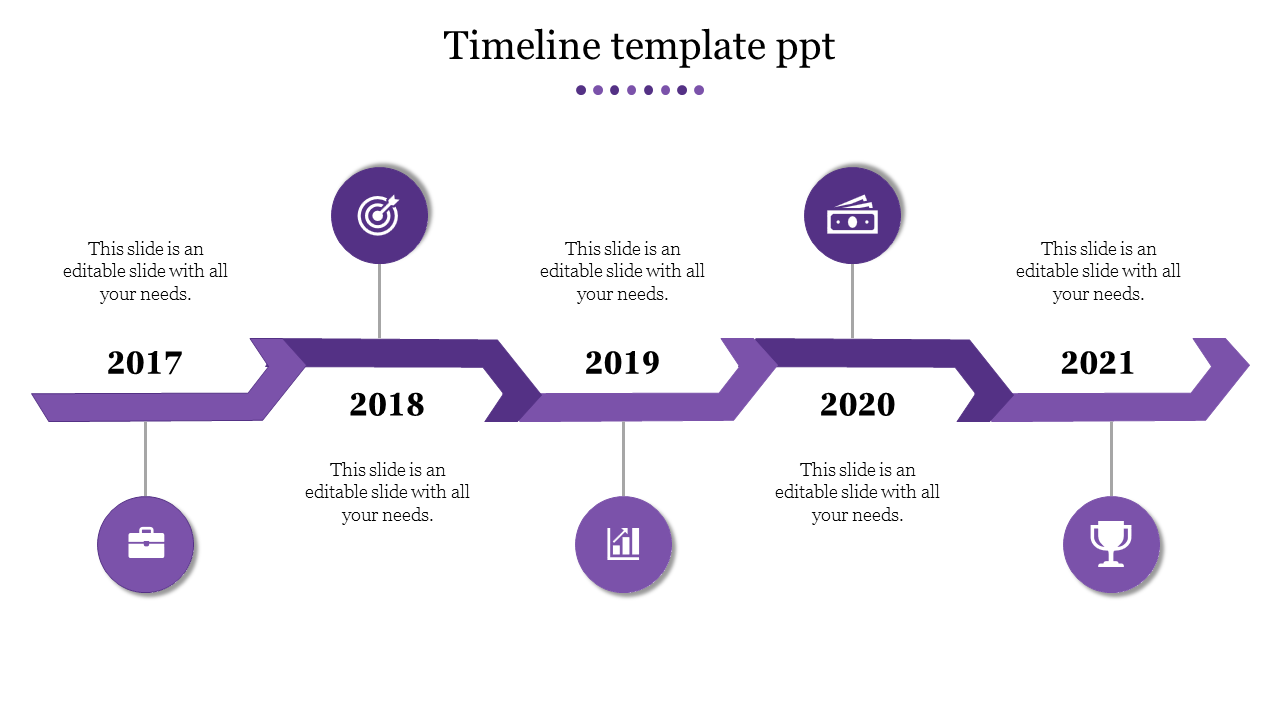 Free - Magnificent Timeline Template PPT with Five Nodes Slides
